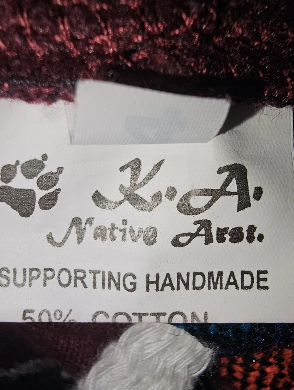 Boy's Sz 4 Maroon Native American Hoodie with Embroidered Wolf - Handmade
